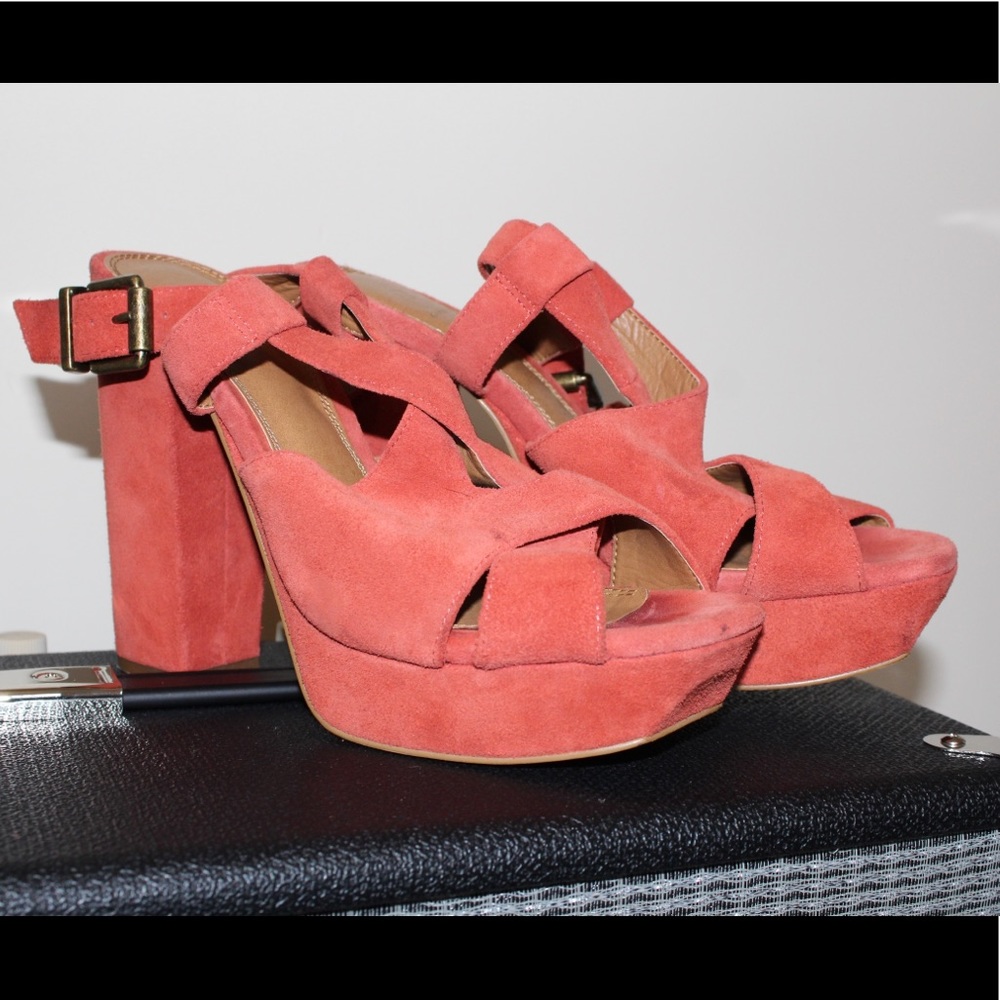 Gianni Bini Orange Chunky Heels sz 10